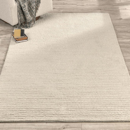 Dawson 5'x8' Wool Blend Fabric Handwoven  Beige Accent Area Rug