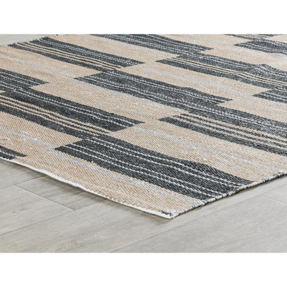 Boulder 8x10 Indoor Outdoor Handwoven Stripe Charcoal Area Rug by Kosas Home