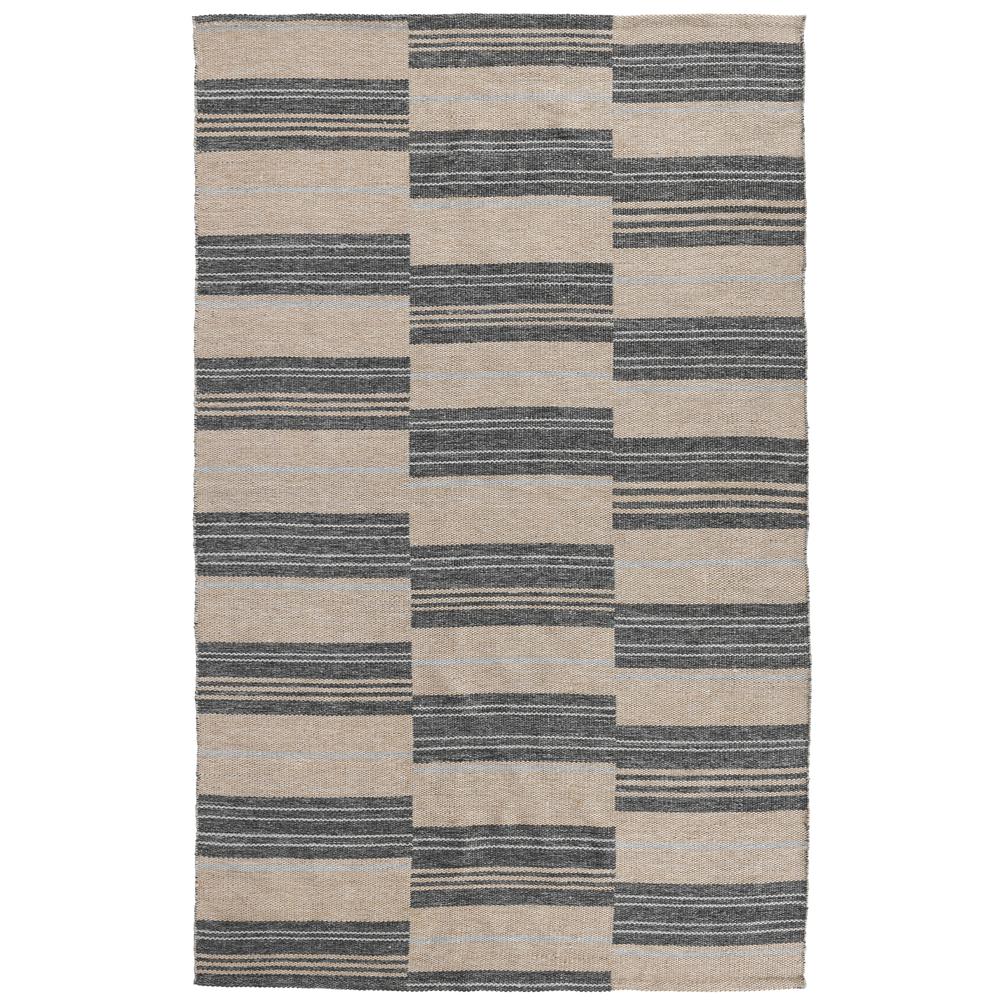 Boulder 8x10 Indoor Outdoor Handwoven Stripe Charcoal Area Rug by Kosas Home