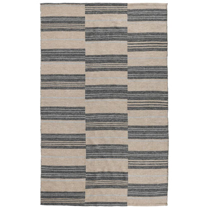 Boulder 8x10 Indoor Outdoor Handwoven Stripe Charcoal Area Rug by Kosas Home