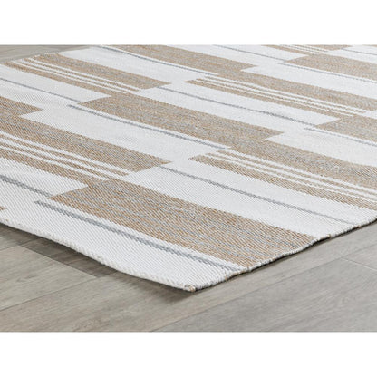 Boulder 2x3 Indoor Outdoor Handwoven Stripe Ivory Area Rug by Kosas Home