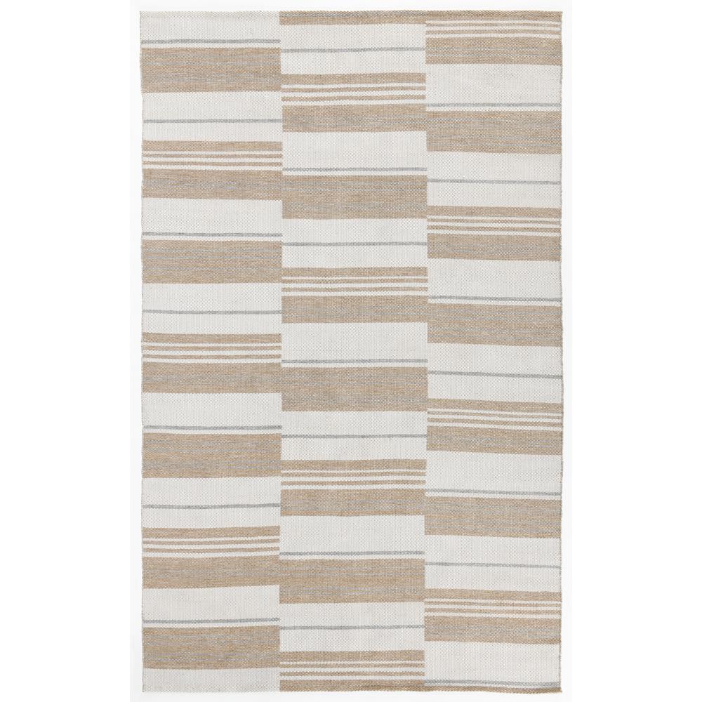 Boulder 2x3 Indoor Outdoor Handwoven Stripe Ivory Area Rug by Kosas Home