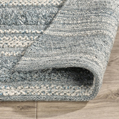 Elko 2.6'x8' Indoor Outdoor Sustainable Fabric Handwoven Blue Accent Rug