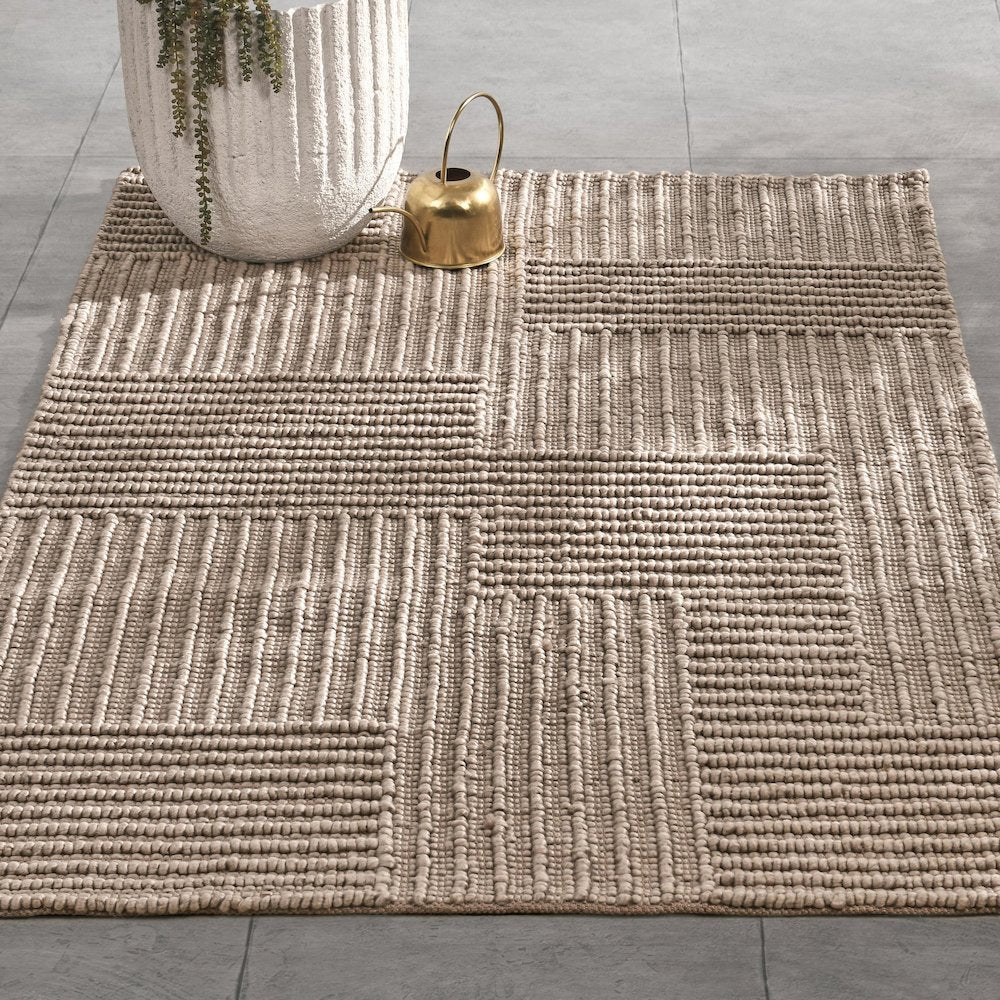 Clayton 5'x8' Recycled Fabric Handwoven Sustainable Beige Accent Area Rug