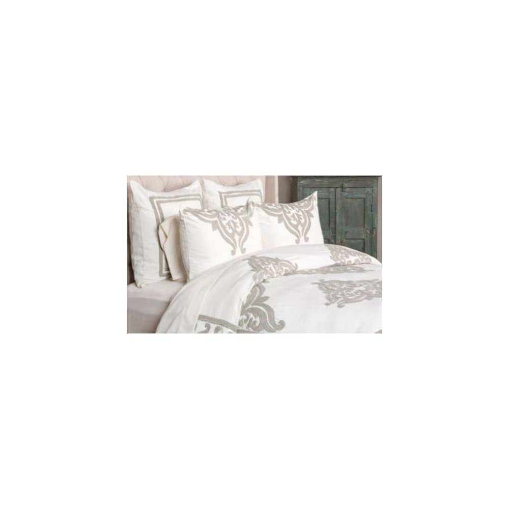Kent 100% Cotton Embroidered King Duvet , Ivory