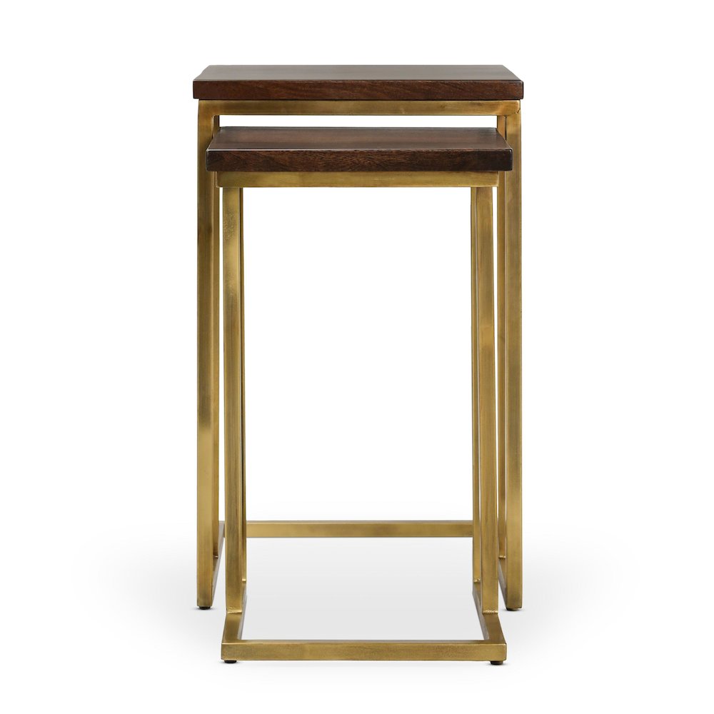 Lynda Set of 2 Mango Wood Nesting Tables in Dark Brown