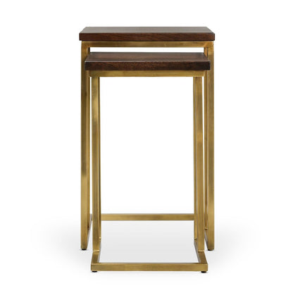 Lynda Set of 2 Mango Wood Nesting Tables in Dark Brown