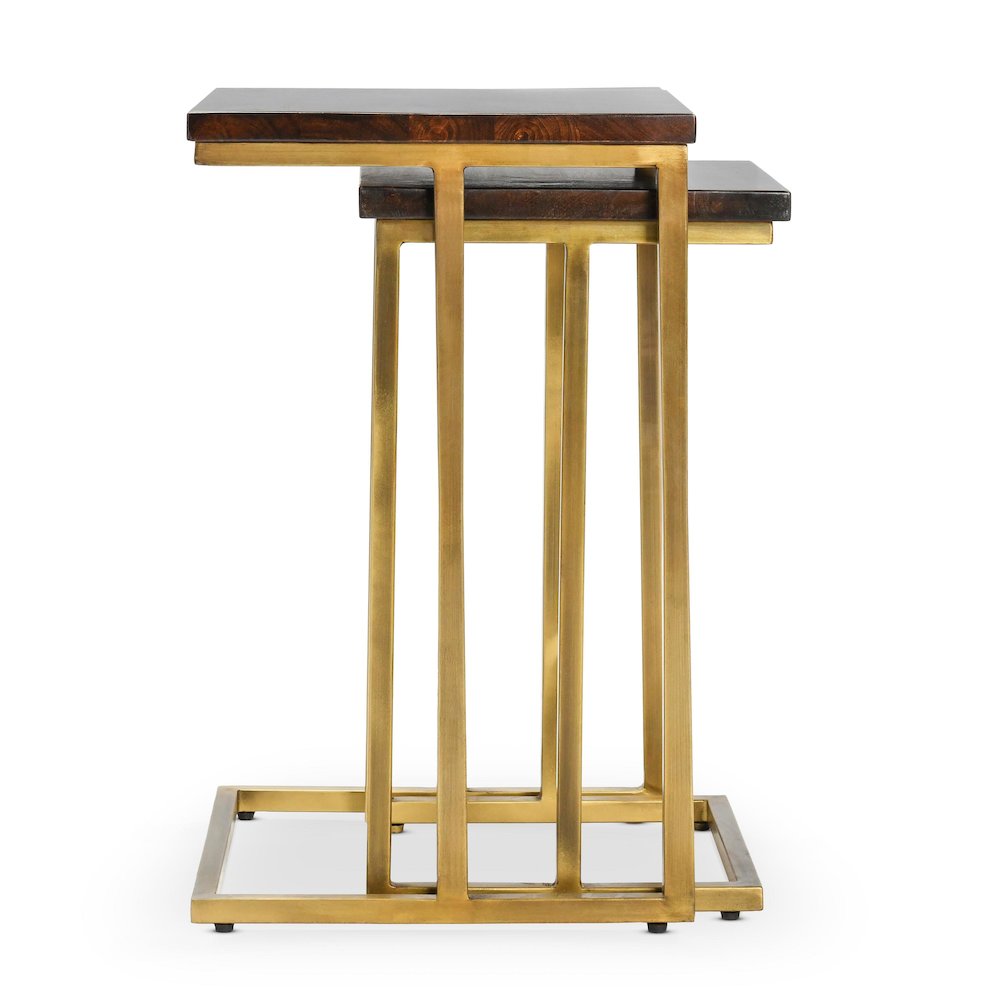 Lynda Set of 2 Mango Wood Nesting Tables in Dark Brown
