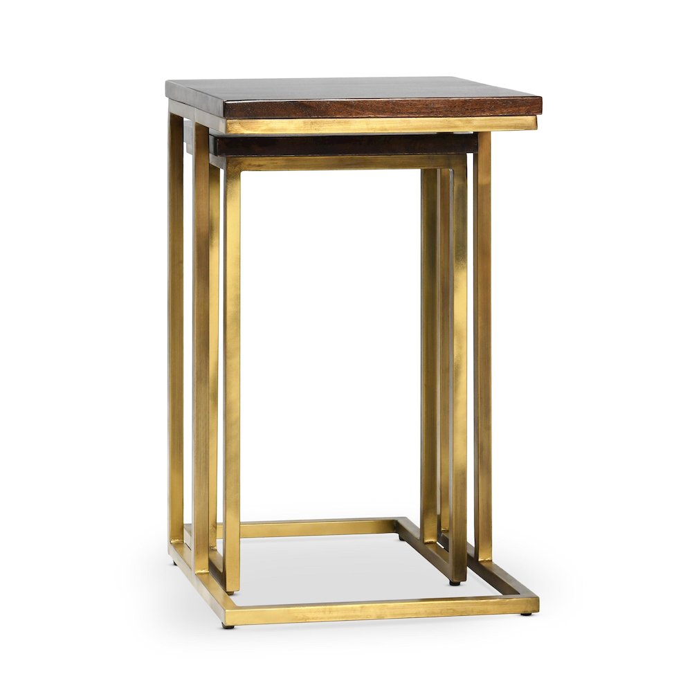 Lynda Set of 2 Mango Wood Nesting Tables in Dark Brown