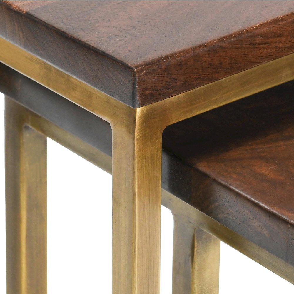 Lynda Set of 2 Mango Wood Nesting Tables in Dark Brown