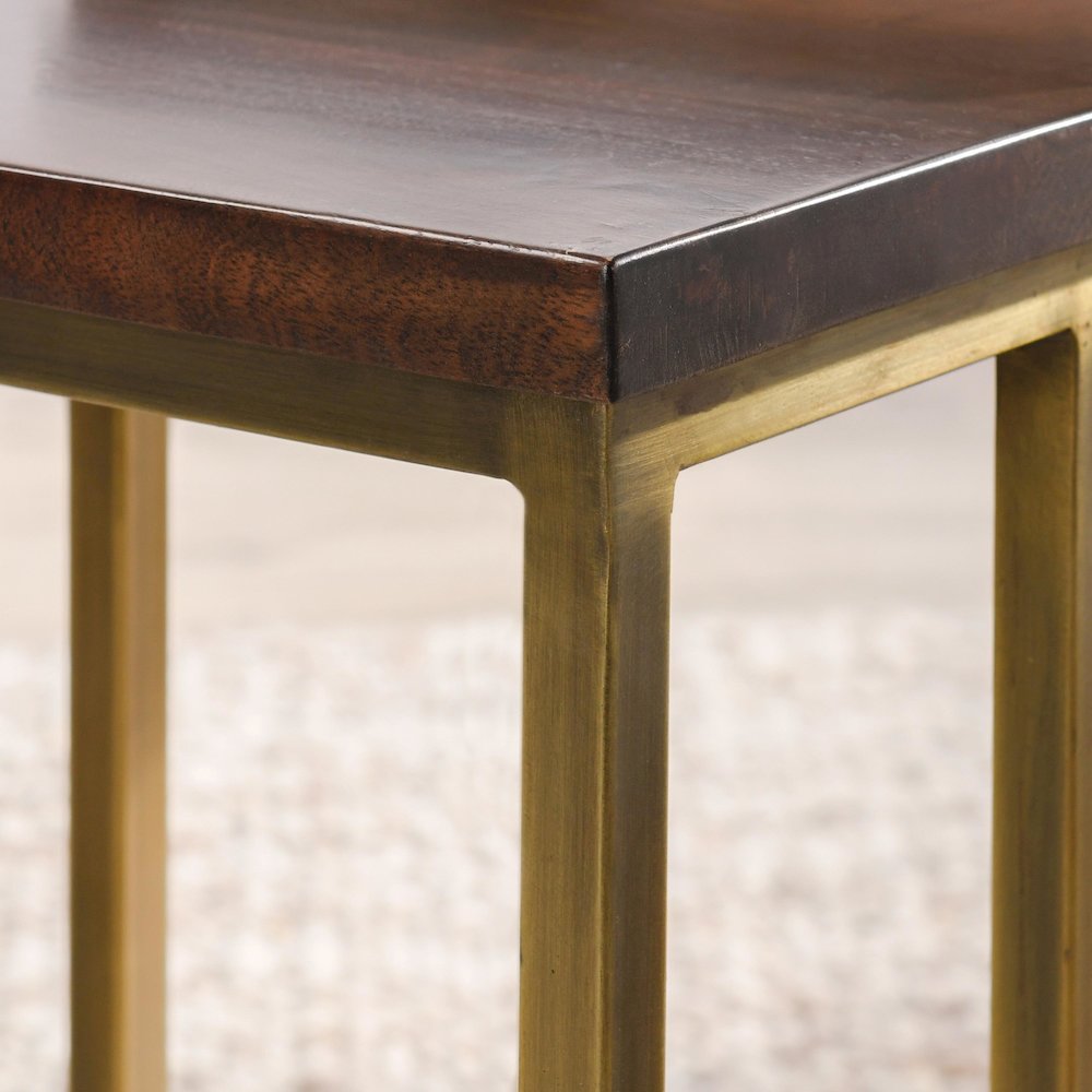 Lynda Set of 2 Mango Wood Nesting Tables in Dark Brown
