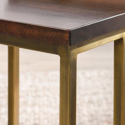 Lynda Set of 2 Mango Wood Nesting Tables in Dark Brown