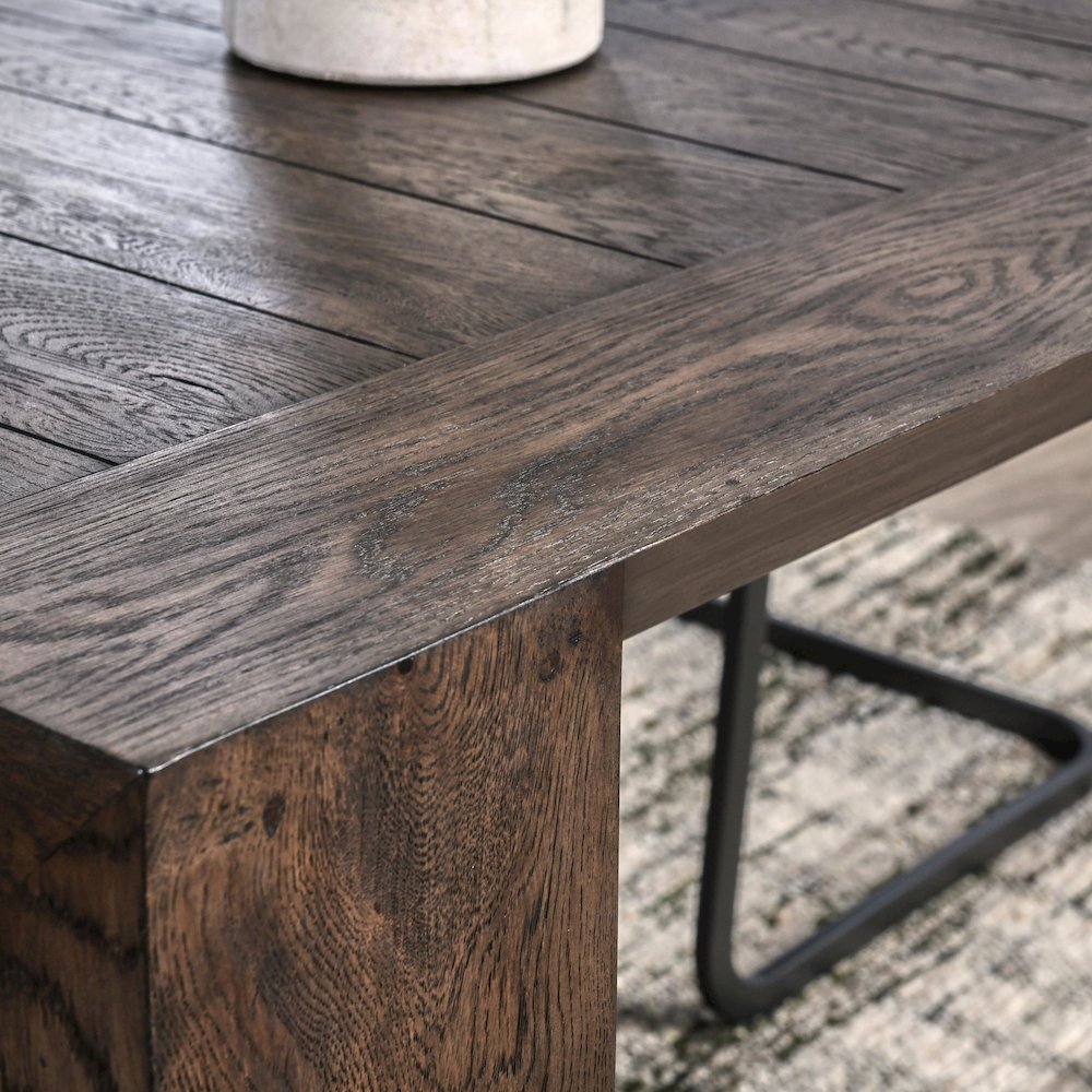 Troy 89" Reclaimed Oak Wood Transitional Dining Table in Brown