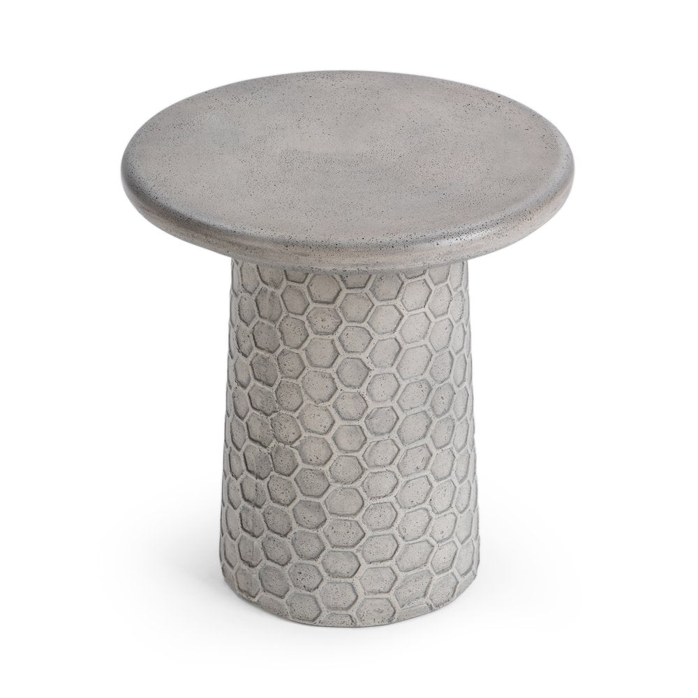 Delaine Outdoor Concrete Accent Table