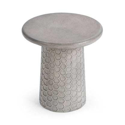 Delaine Outdoor Concrete Accent Table