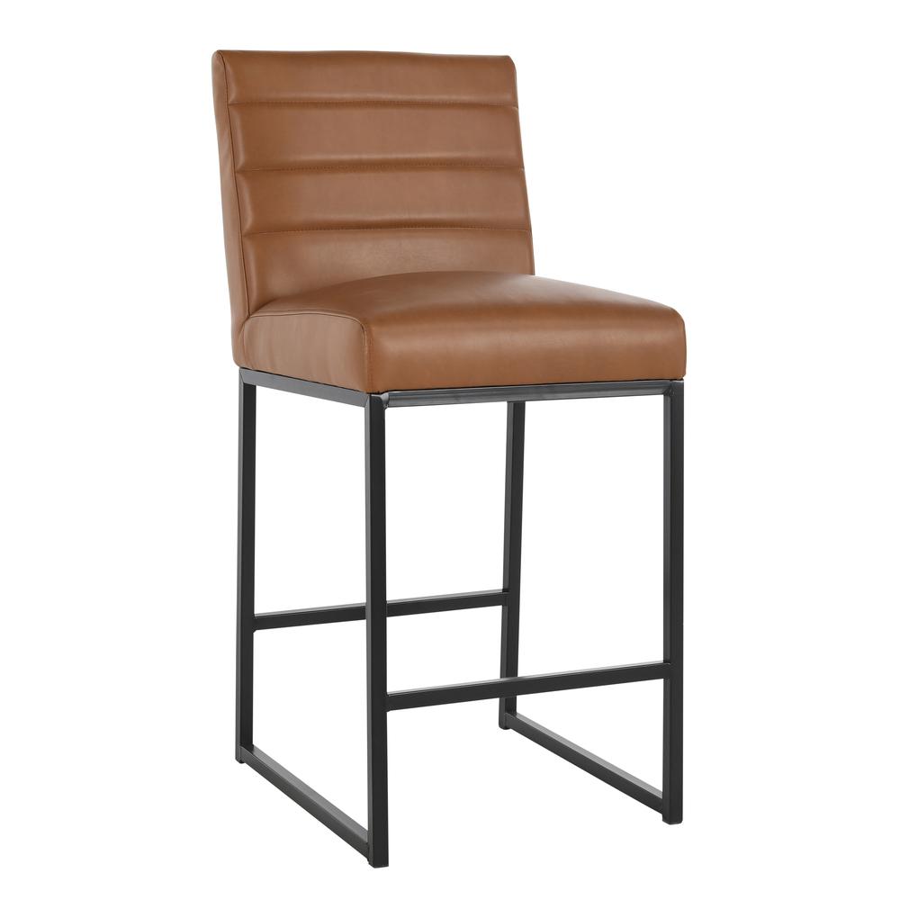 Seville Counter Stool 26" by Kosas Home Cognac, Black Base