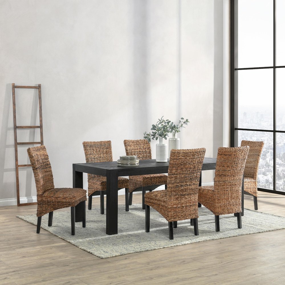 Windsor Chair Transitional Rattan Brown Dining Chairs Set of 2 by Kosas Home