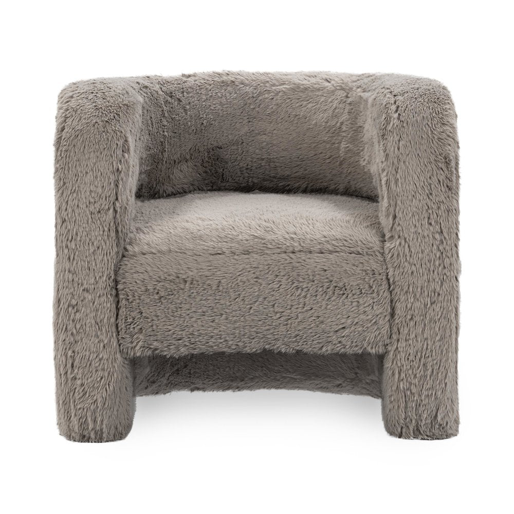 Teddy Plush Fabric Cushioned Accent Chair