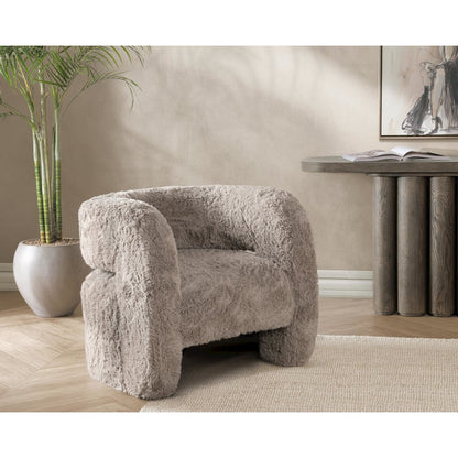 Teddy Plush Fabric Cushioned Accent Chair
