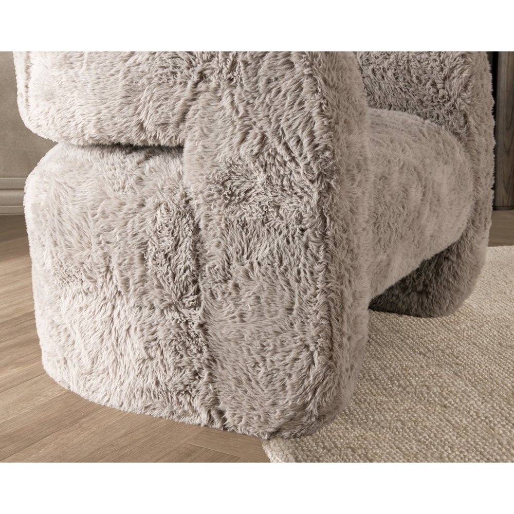 Teddy Plush Fabric Cushioned Accent Chair