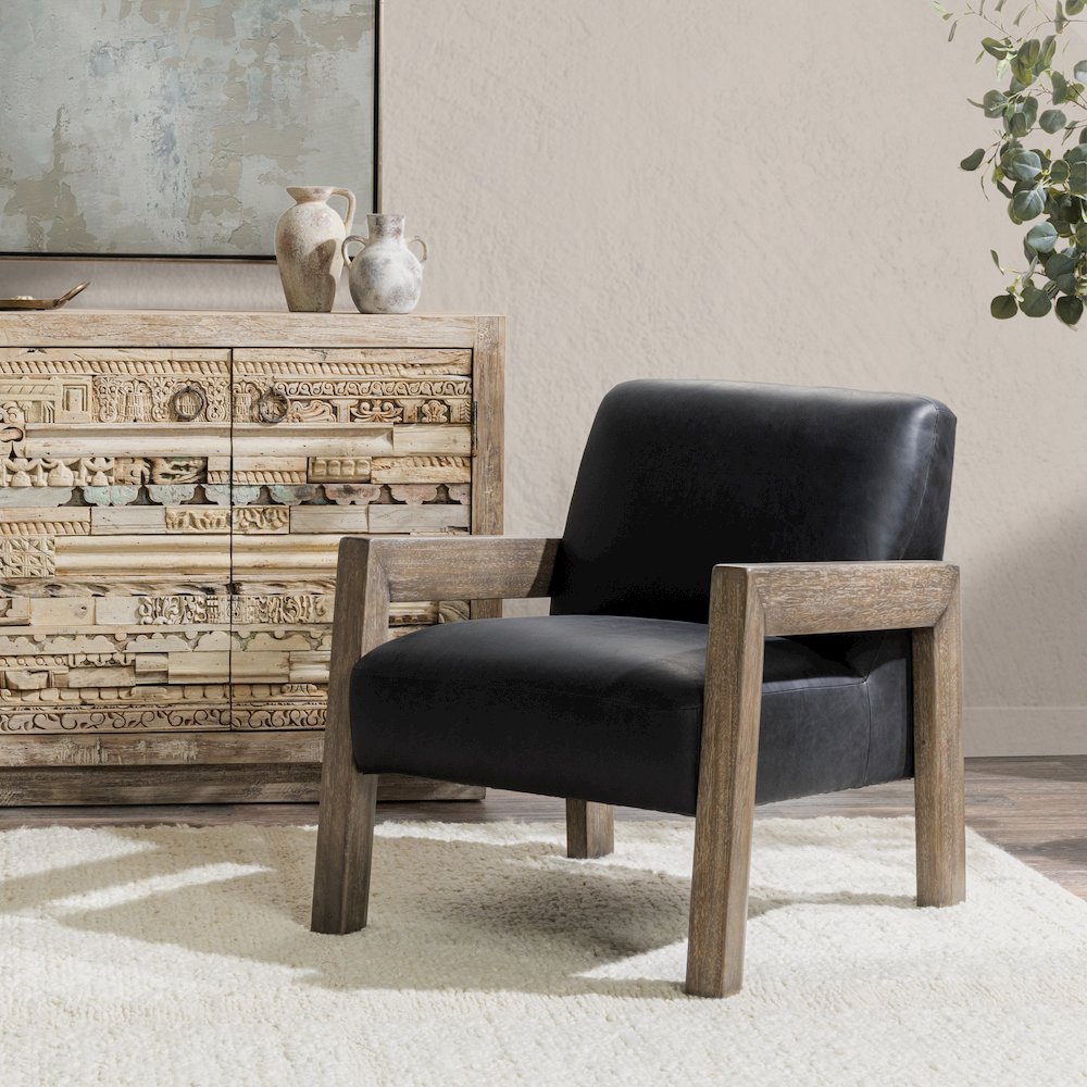 Aliza Top-Grain Leather Accent Chair