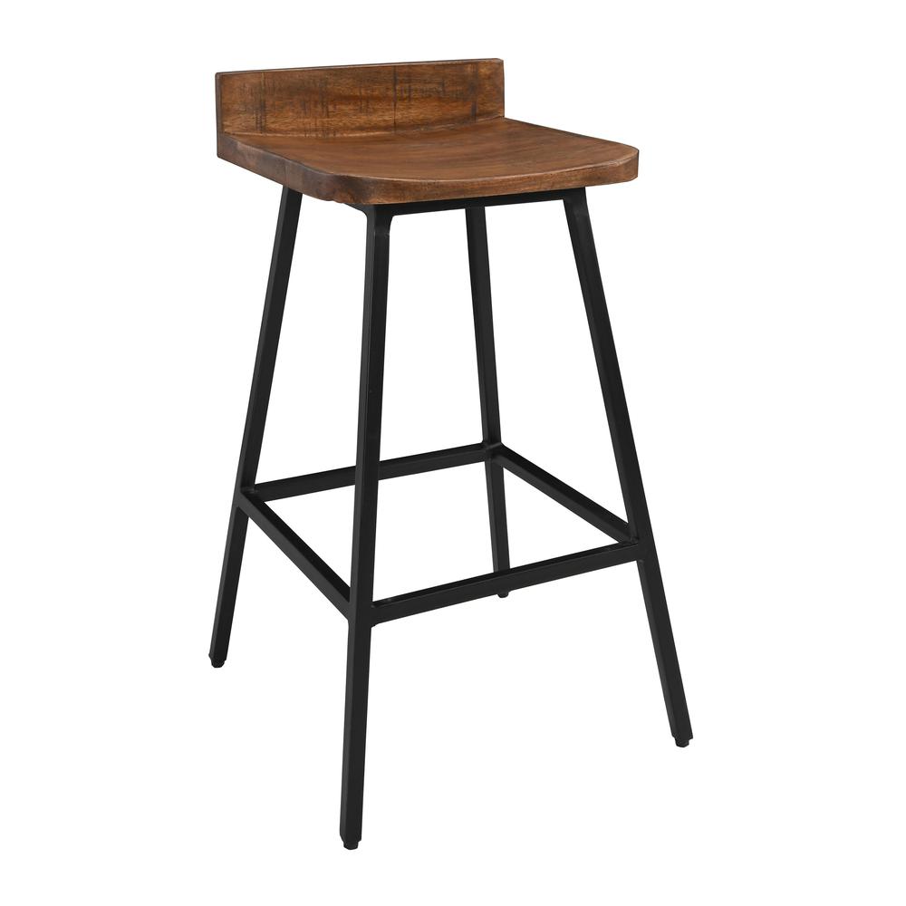 Pennie 27" Industrial Solid Wood Brown Counter stool Set of 2 by Kosas Home
