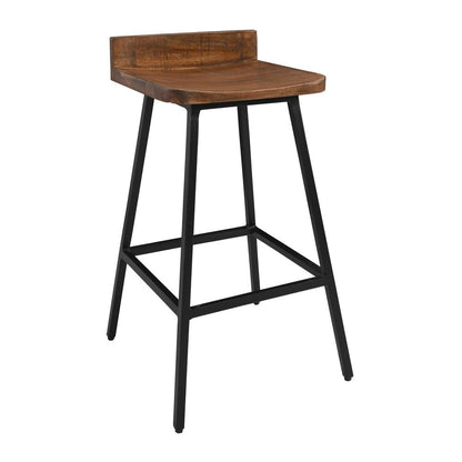 Pennie 27" Industrial Solid Wood Brown Counter stool Set of 2 by Kosas Home
