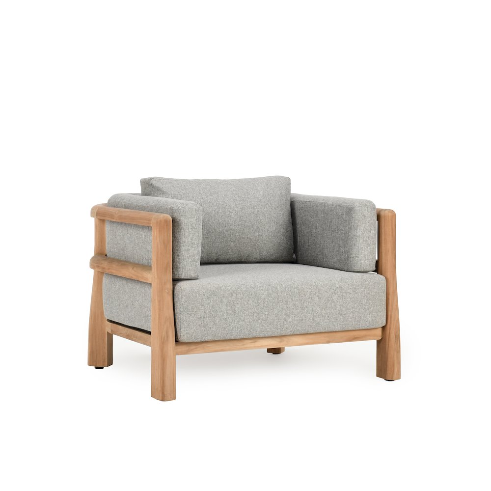 Aston Teak Wood Modern Outdoor Accent Chair in Gray