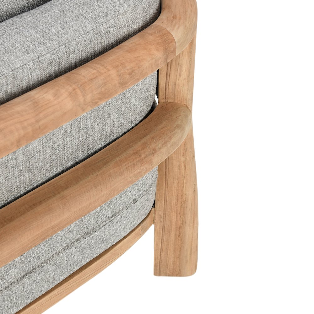 Aston Teak Wood Modern Outdoor Accent Chair in Gray