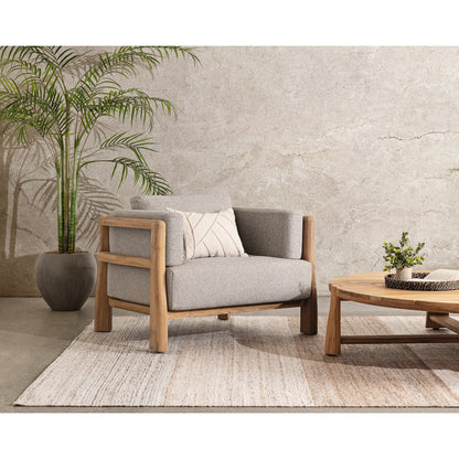 Aston Teak Wood Modern Outdoor Accent Chair in Gray