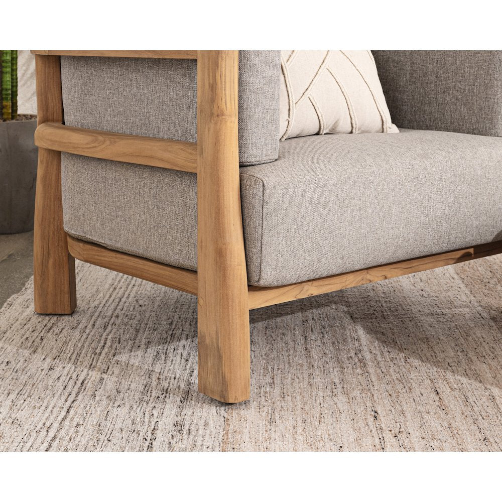 Aston Teak Wood Modern Outdoor Accent Chair in Gray