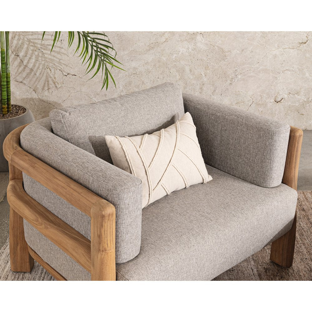 Aston Teak Wood Modern Outdoor Accent Chair in Gray