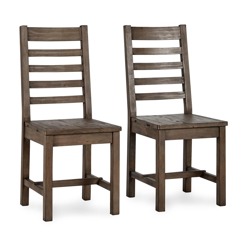 Caleb Transitional Reclaimed Pine Wood Dining Chair Distressed Brown Set of 2