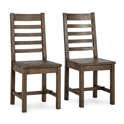 Caleb Transitional Reclaimed Pine Wood Dining Chair Distressed Brown Set of 2