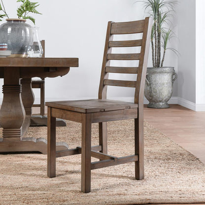 Caleb Transitional Reclaimed Pine Wood Dining Chair Distressed Brown Set of 2