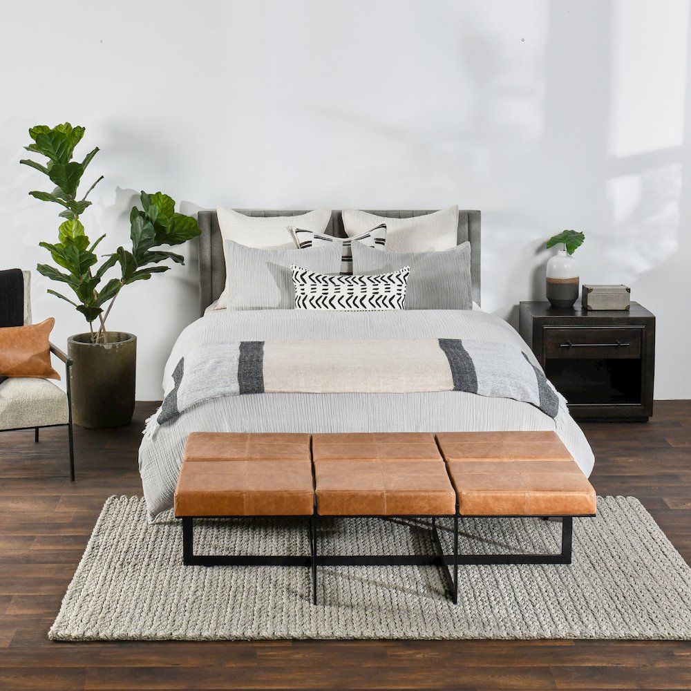 Camille 3-Piece Linen Blend Fabric King Duvet, Gray