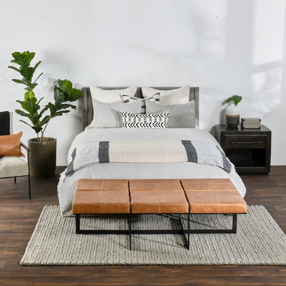 Camille 3-Piece Linen Blend Fabric King Duvet, Gray