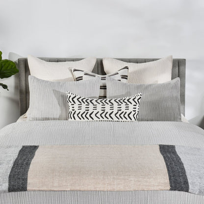Camille 3-Piece Linen Blend Fabric Queen Duvet, Gray