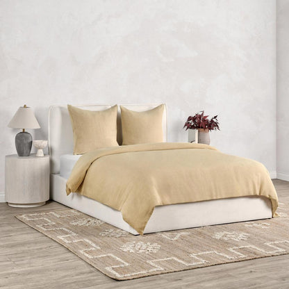 Paloma 3-Piece Hemp Fabric Ochre Amber Queen Duvet Set