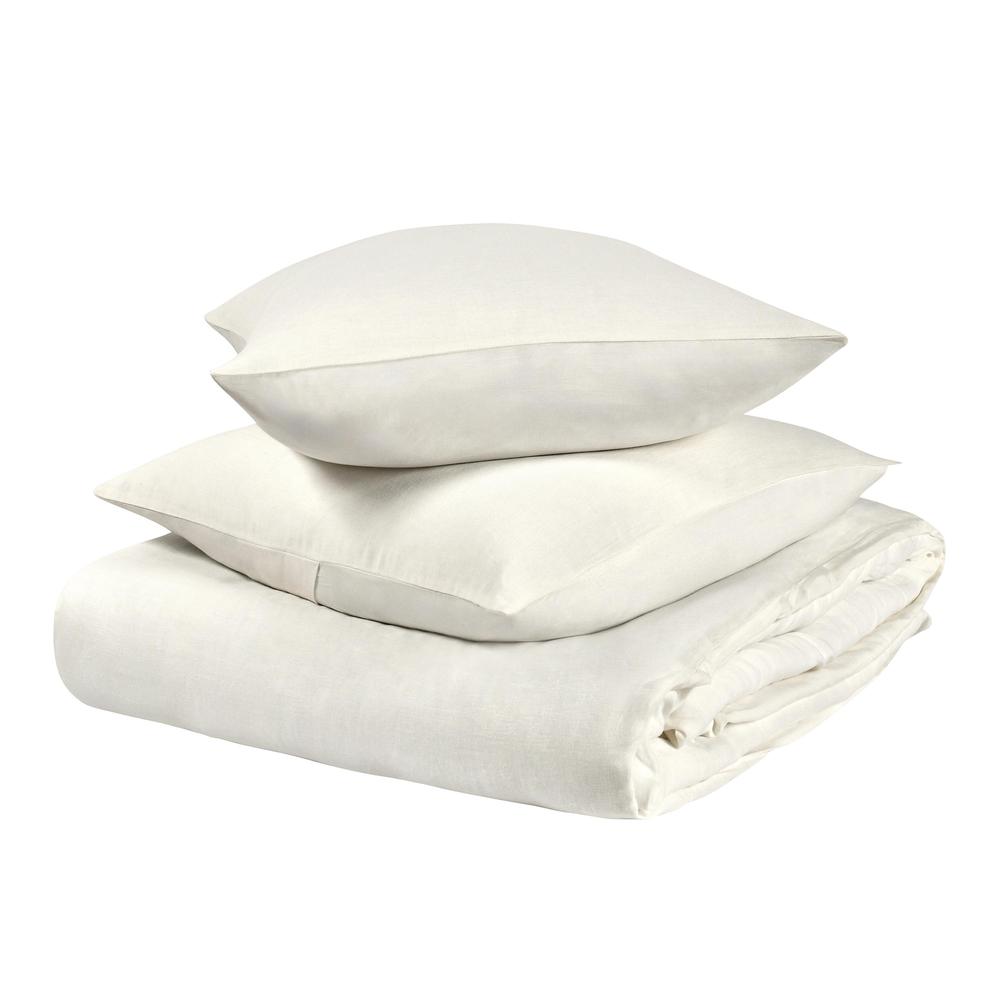 Paloma 3-Piece Hemp Fabric Ivory King Duvet Set