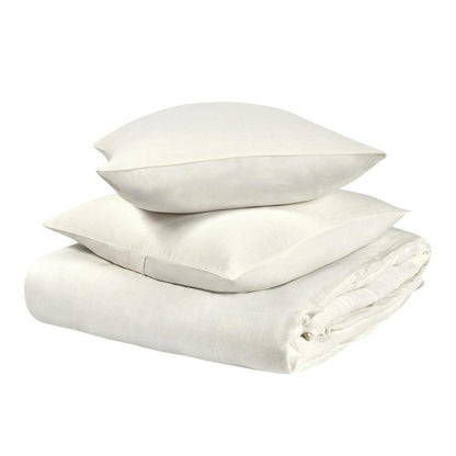 Paloma 3-Piece Hemp Fabric Ivory Queen Duvet Set
