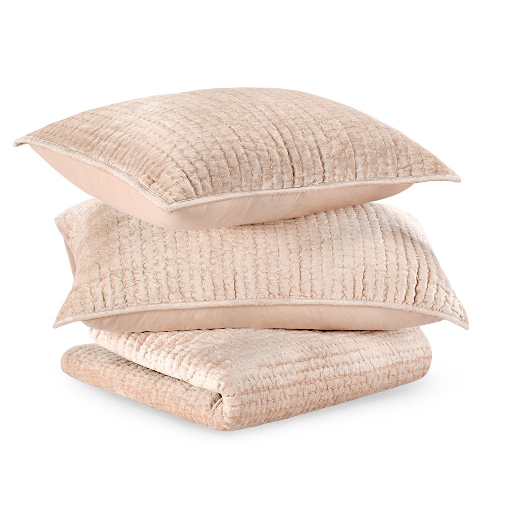 Dimitry 3-Piece 100% Rayon Velvet Nude King Quilt
