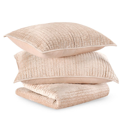 Dimitry 3-Piece 100% Rayon Velvet Nude King Quilt