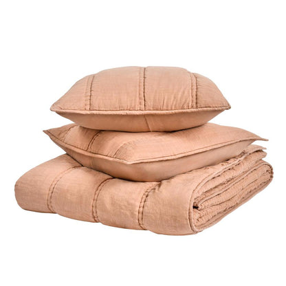 Rowen 3-Piece Sustainable Fabric Clay Queen Quilt Set