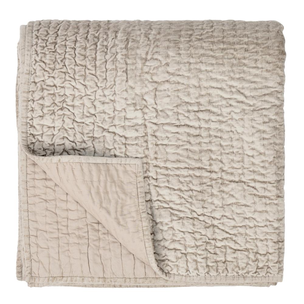 Dimitry 100% Rayon Velvet Pebble Beige King Quilt by Kosas Home