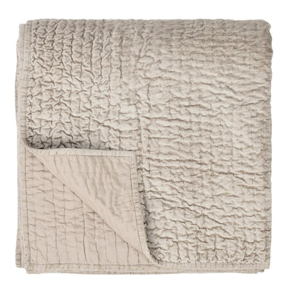 Dimitry 100% Rayon Velvet Pebble Beige King Quilt by Kosas Home