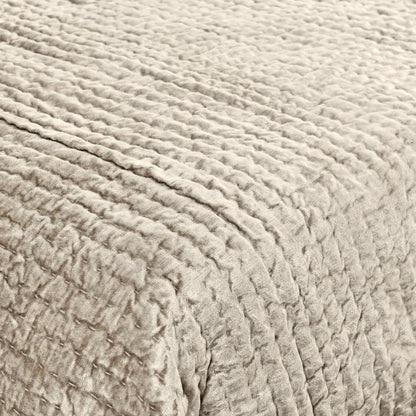 Dimitry 100% Rayon Velvet Pebble Beige King Quilt by Kosas Home