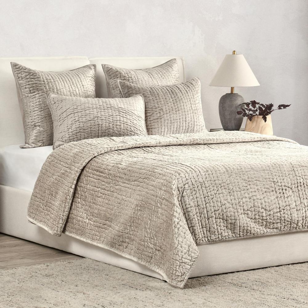 Dimitry 100% Rayon Velvet  Pebble Beige Standard Sham by Kosas Home