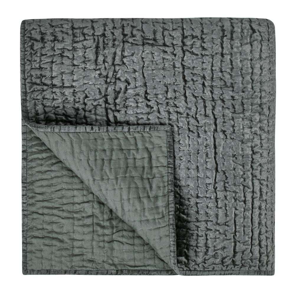 Dimitry 100% Rayon Velvet Bay Green King Quilt by Kosas Home