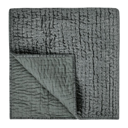 Dimitry 100% Rayon Velvet Bay Green King Quilt by Kosas Home